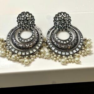 Large pearl hoop earrings